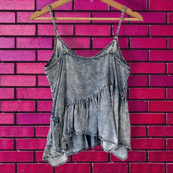 FOREVER 21 Acid Washed Ruffle Tank - Picture 2 of 7
